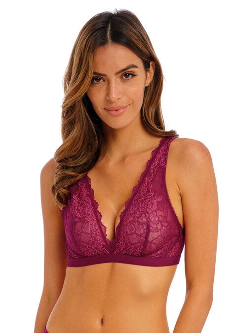 Bras Wacoal | Wacoal - Lace Perfection Wirefree Bralette Red Plum