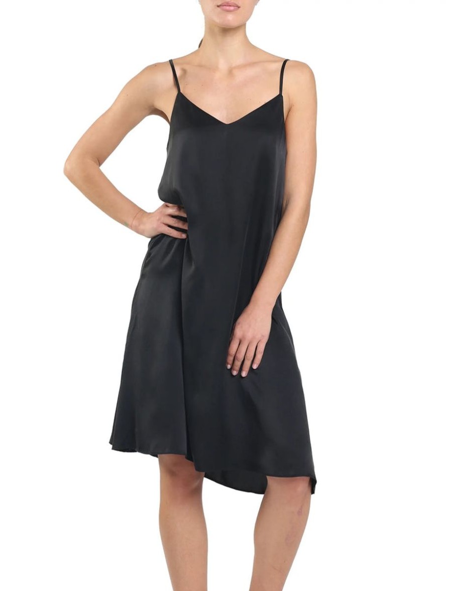 Sleepwear Papinelle | Papinelle - Audrey Silk Slip Nightie Black