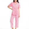 Sleepwear Victorias Dream | Victoria'S Dream - Kairee Cropped Cotton Pj Pant Pink/Orange