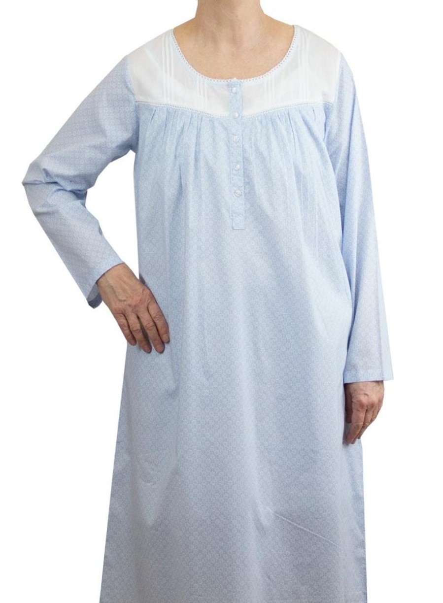 Sleepwear French Country | French Country - Daisy Chain Long Sleeve Cotton Nightie Daisy Chain Blue