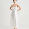 Sleepwear Papinelle | Papinelle - Ashley Textured Cotton Strappy Maxi Nightie White