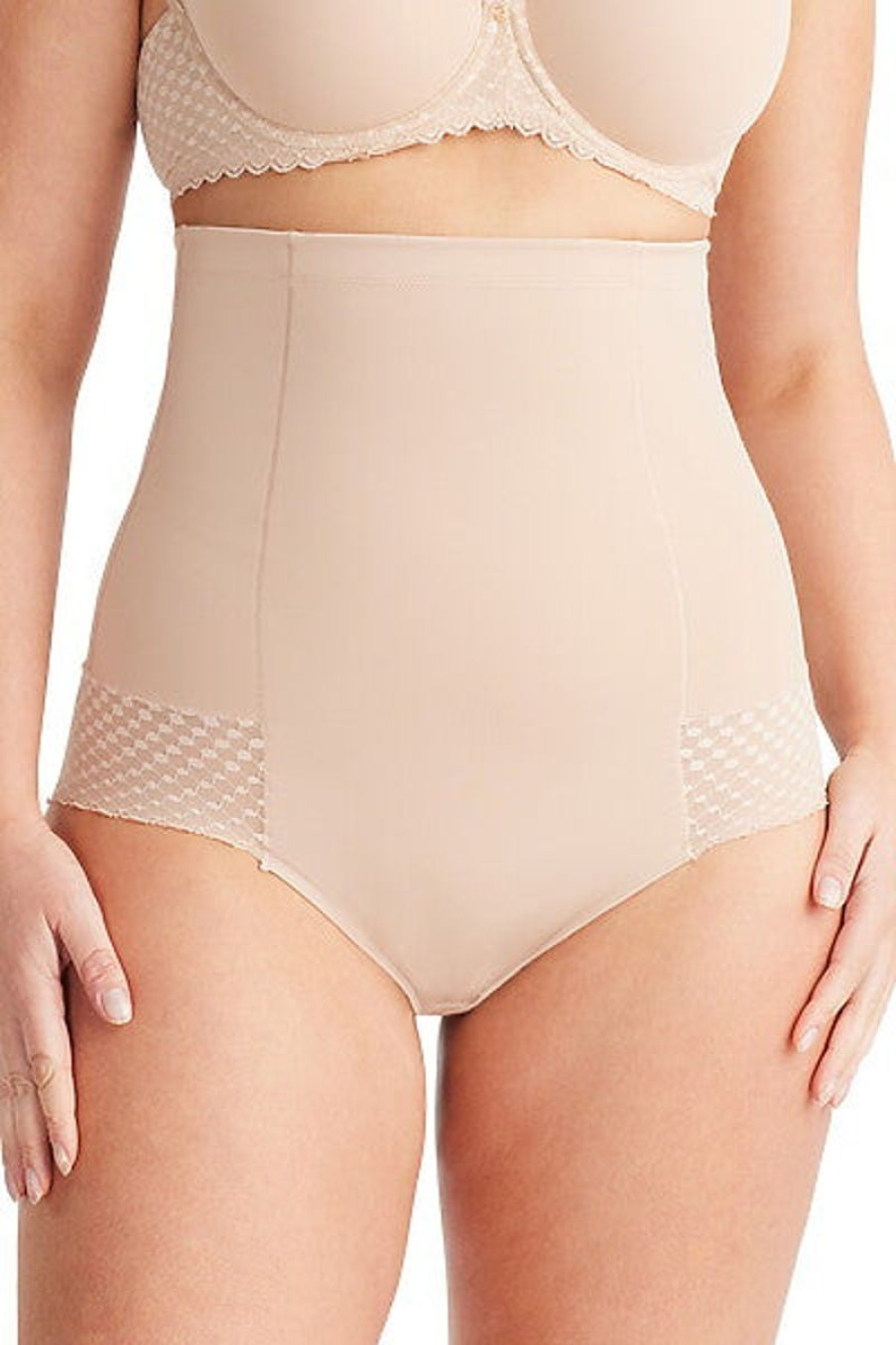 Briefs Nancy Ganz | Nancy Ganz - Revive Lace High Waisted Brief | Firm Warm Taupe