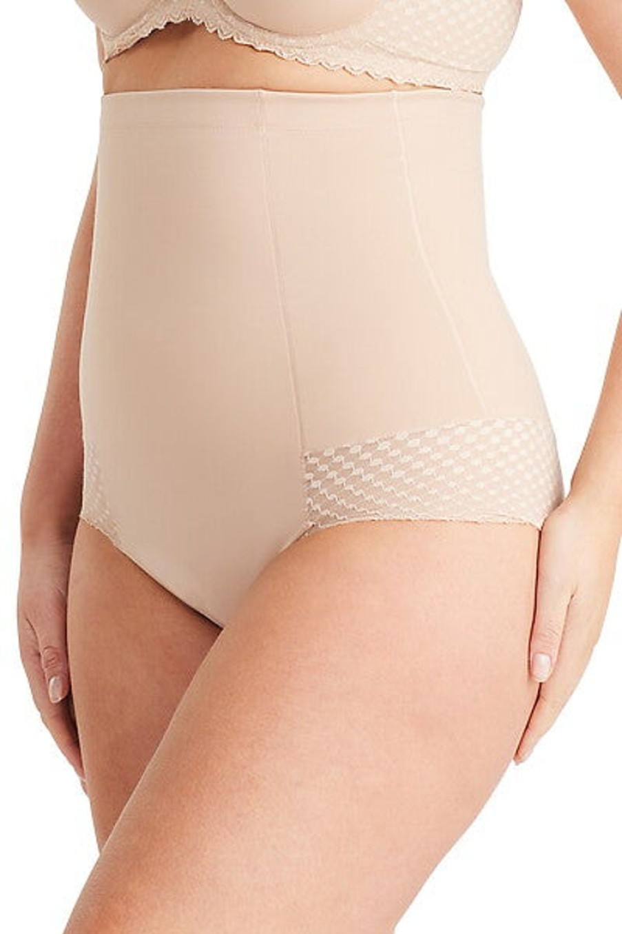 Briefs Nancy Ganz | Nancy Ganz - Revive Lace High Waisted Brief | Firm Warm Taupe