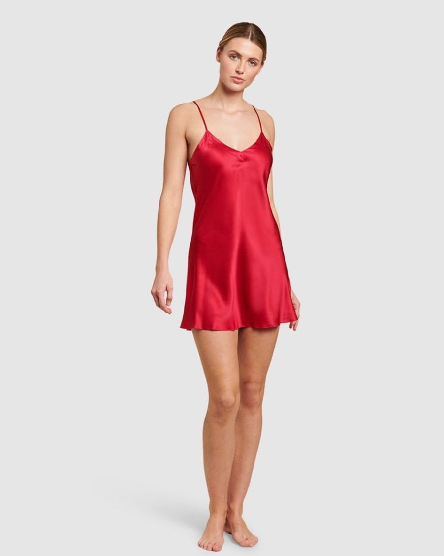 Sleepwear GINIA | Ginia - Silk Chemise V Neck Ruby