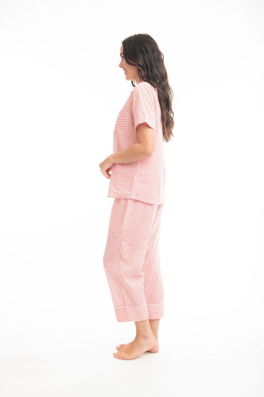 Sleepwear Victorias Dream | Victoria'S Dream - Bendigo Cotton 3/4 Pant Coral