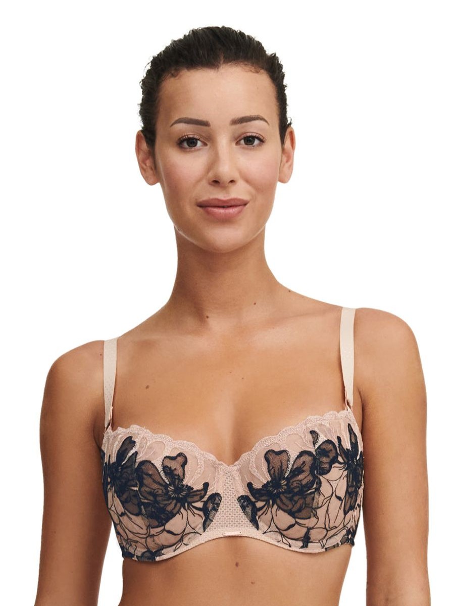 Bras Chantelle | Chantelle - Fleurs Signature Half Cup Balcony Bra Nude & Black