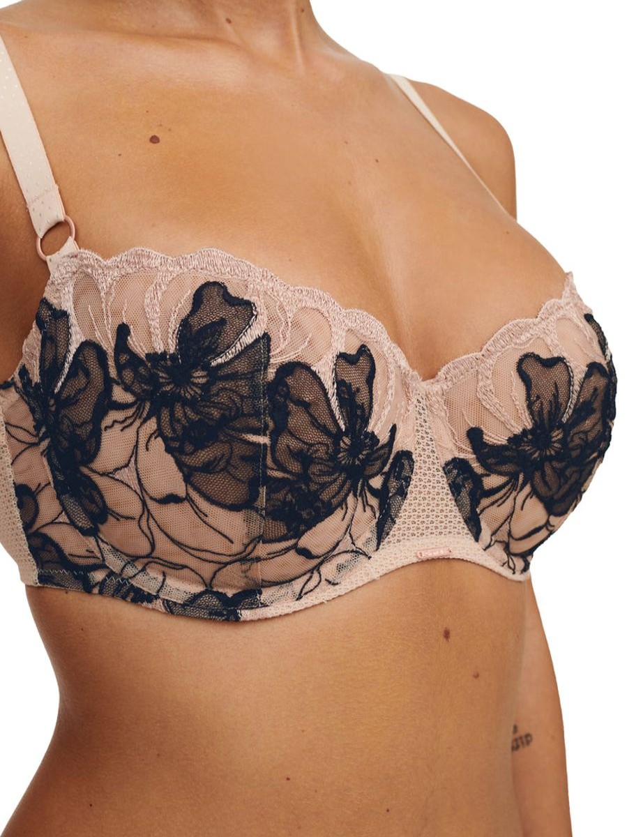 Bras Chantelle | Chantelle - Fleurs Signature Half Cup Balcony Bra Nude & Black