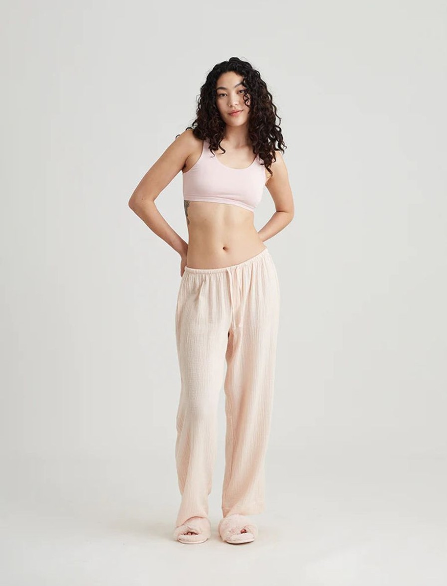 Sleepwear Papinelle | Papinelle - Ashley Textured Cotton Wide Leg Pant Shell