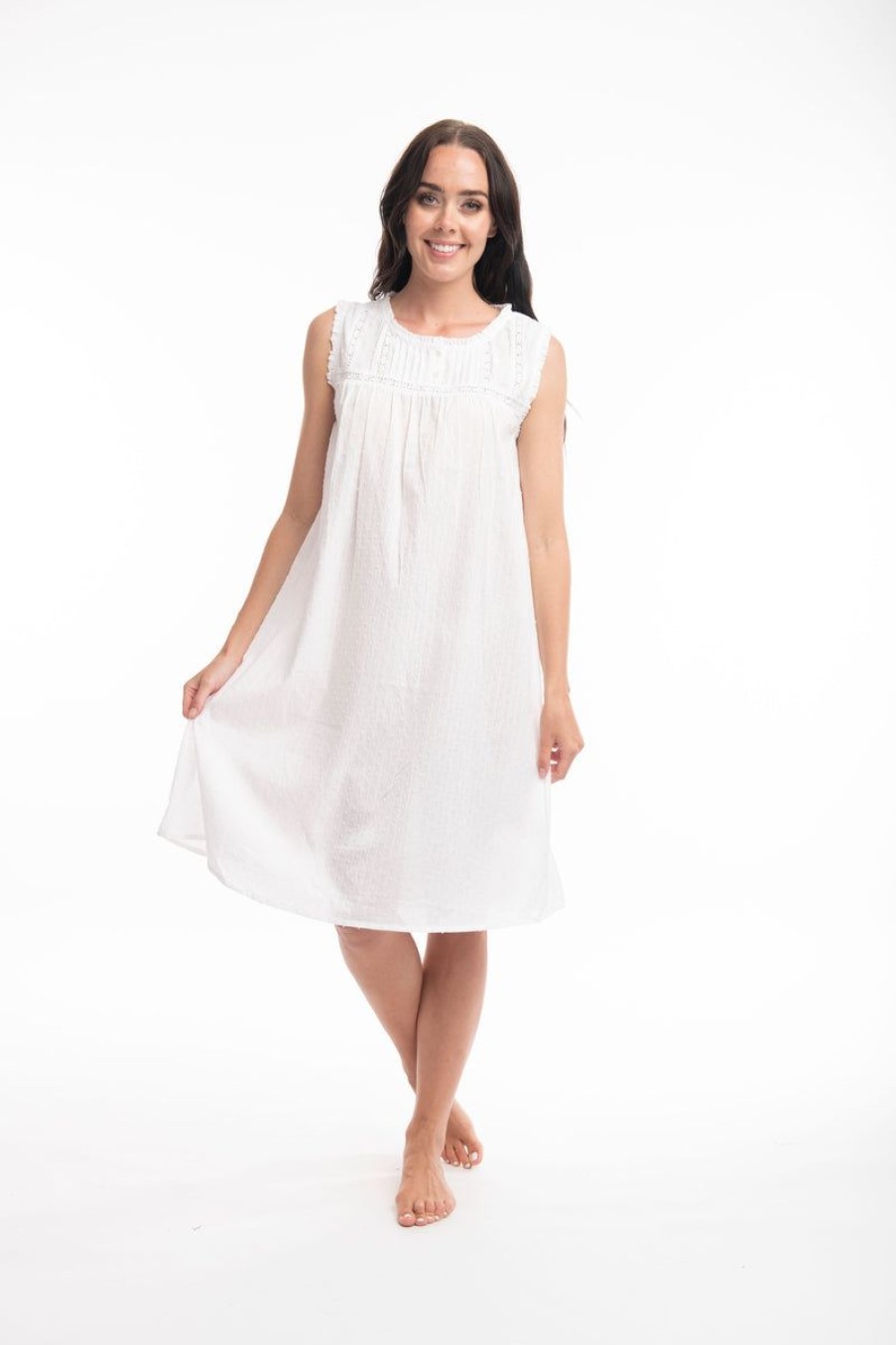 Sleepwear Victorias Dream | Victoria'S Dream - Sara Sleeveless Nightie White