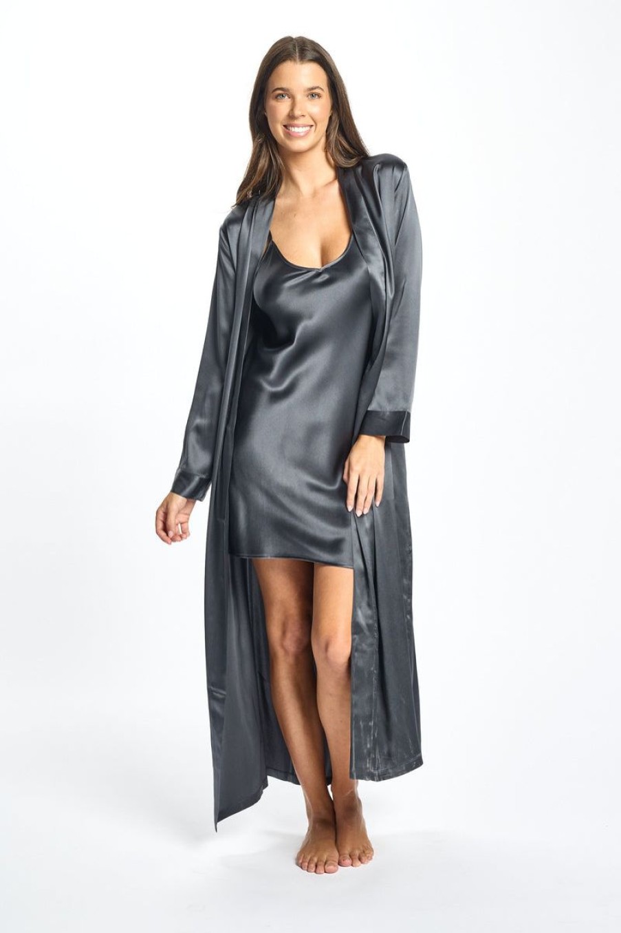 Sleepwear Love u0026 Lustre | Love & Lustre - Long Silk Robe Monument