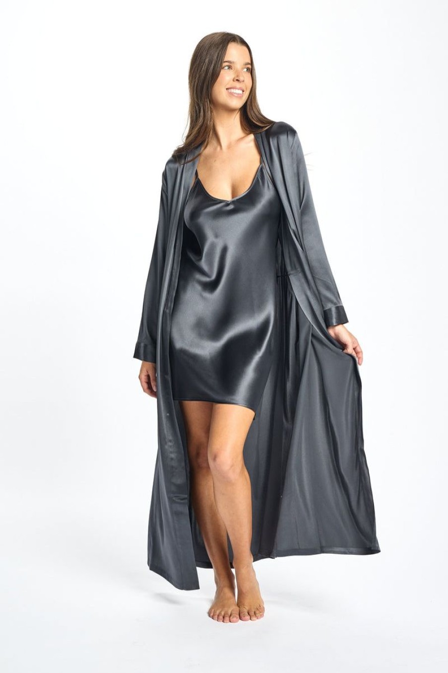 Sleepwear Love u0026 Lustre | Love & Lustre - Long Silk Robe Monument