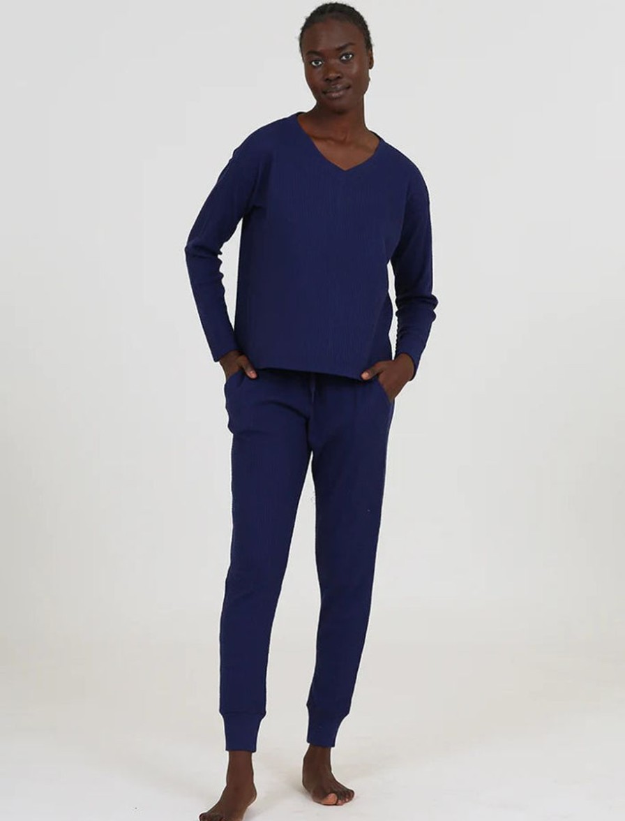 Silks Papinelle | Papinelle - Super Soft Waffle Jogger Navy