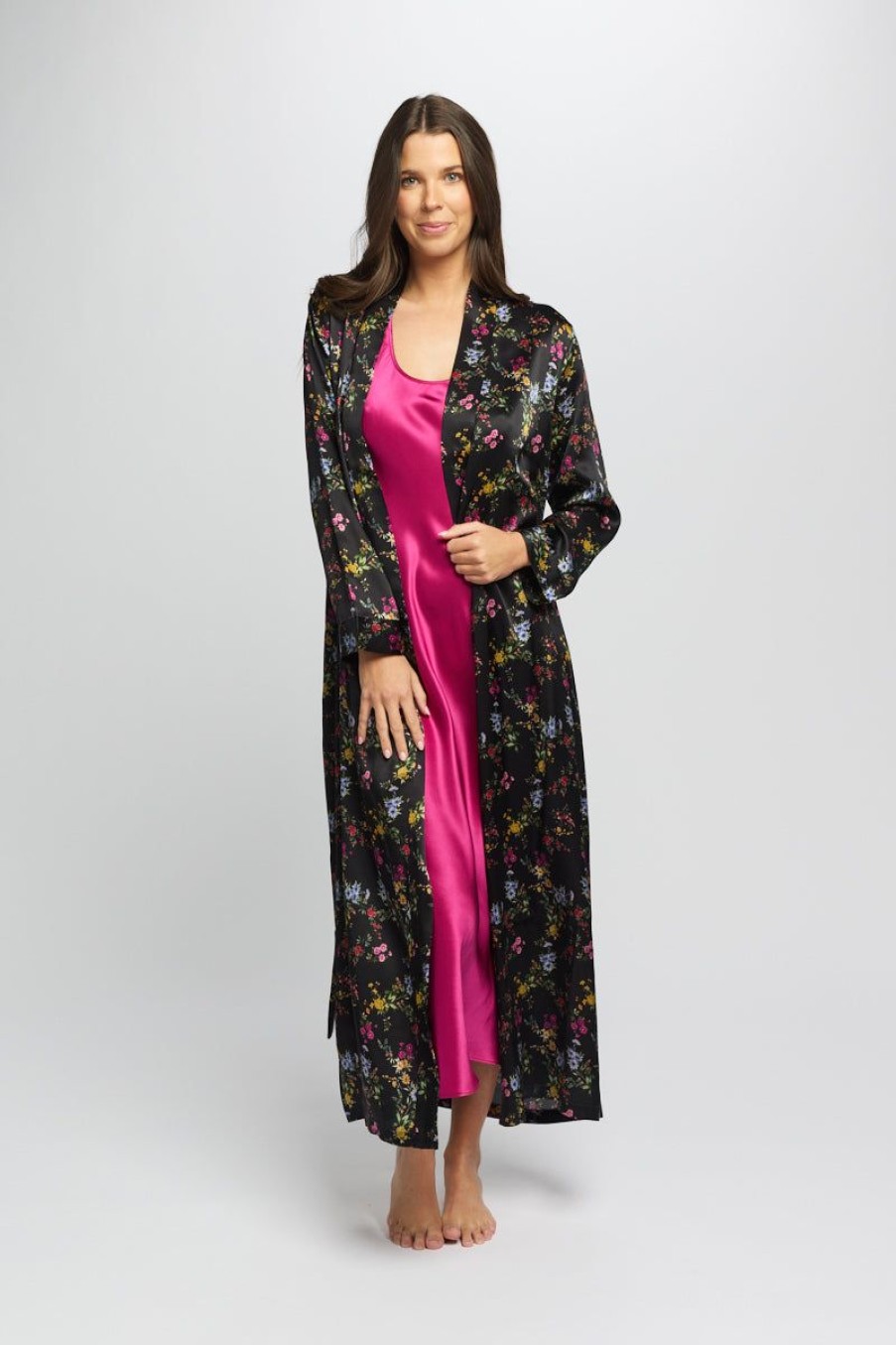 Silks Love u0026 Lustre | Love & Lustre - Long Silk Robe Midnight Garden