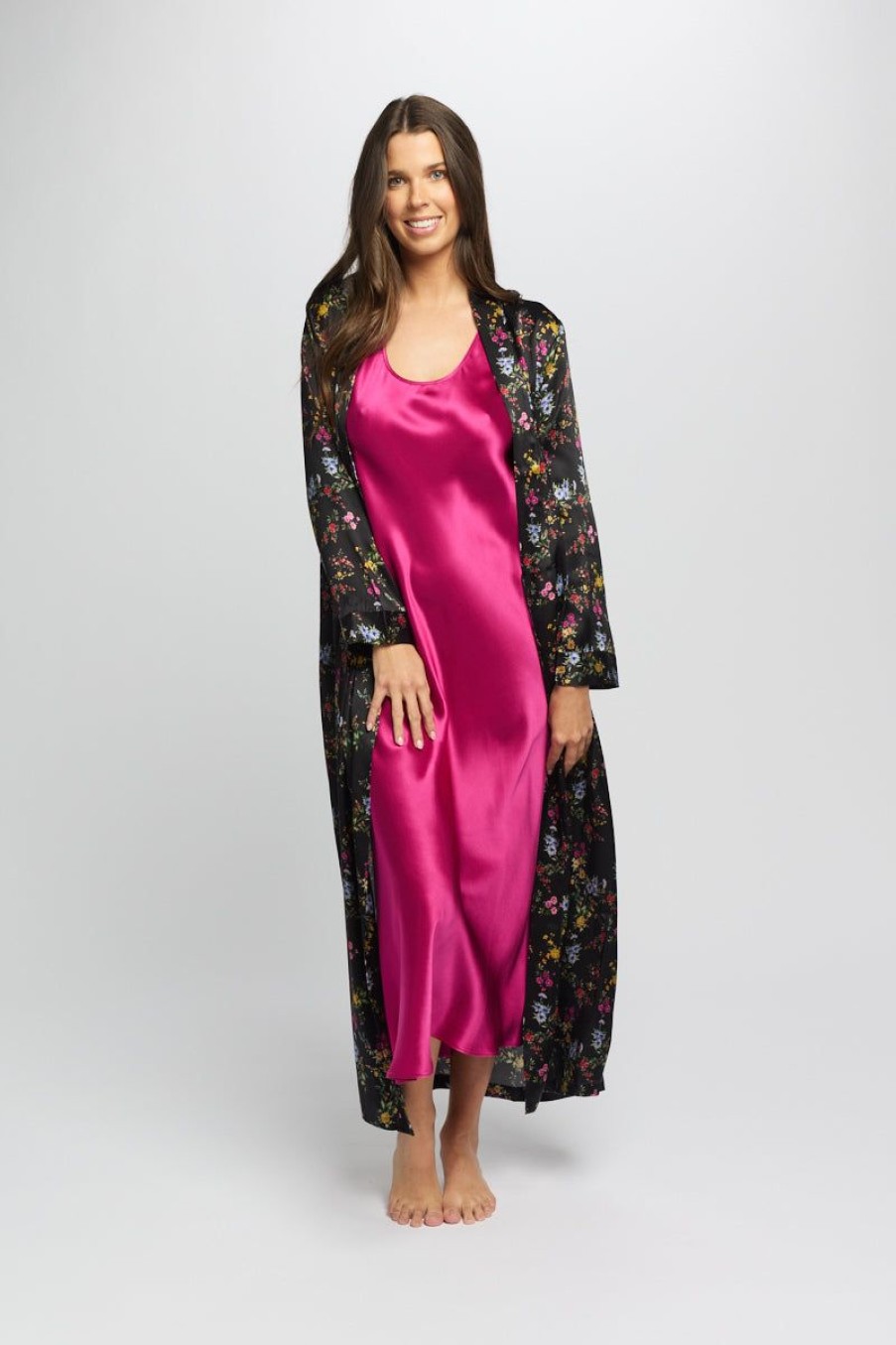 Silks Love u0026 Lustre | Love & Lustre - Long Silk Robe Midnight Garden