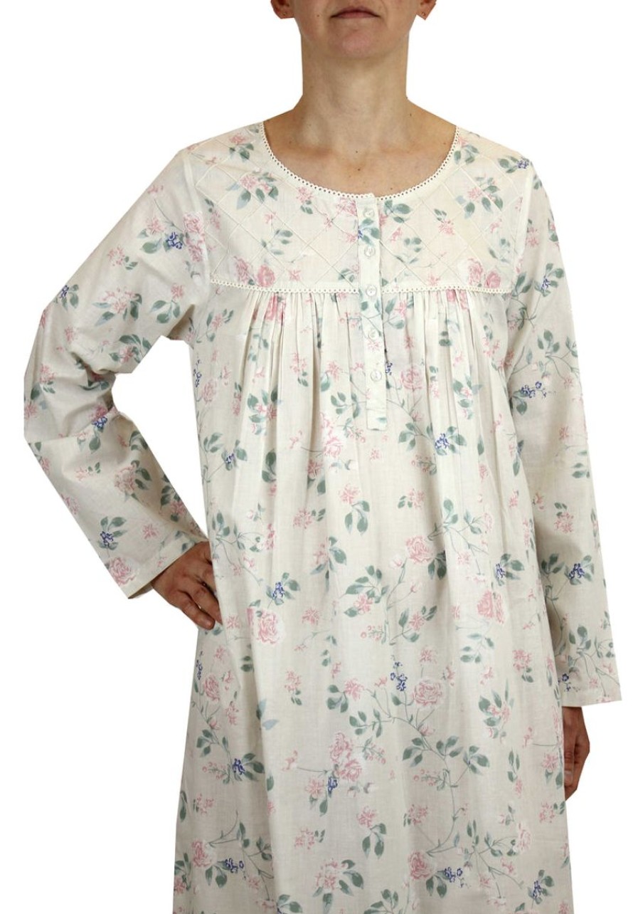 Sleepwear French Country | French Country - Cotton Long Sleeve Nightie Rose Trellis