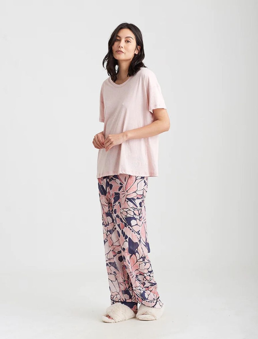 Sleepwear Papinelle | Papinelle - Papillion Straight Leg Full Length Pant Wild Rose