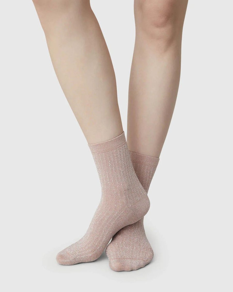 Basics Swedish stocking | Swedish Stockings - Stella Shimmer Socks Dusty Rose