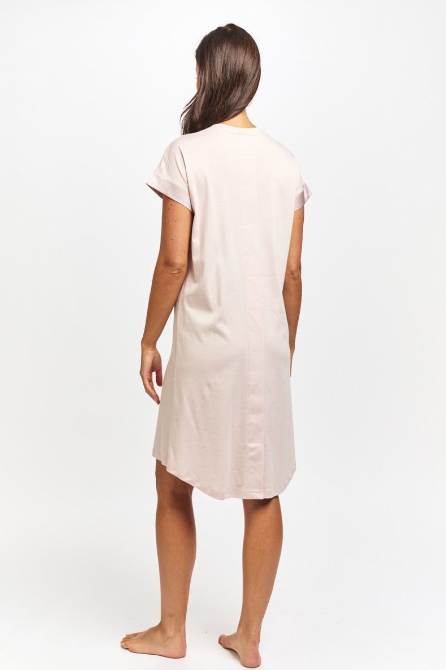 Sleepwear Love u0026 Lustre | Love & Lustre - Silk Trim Supima Short Sleeve Cotton Nightie